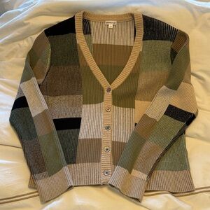 Minnie Rose Ribbed Knit cotton Sweater in Tan,  Cream, Olive and Black.